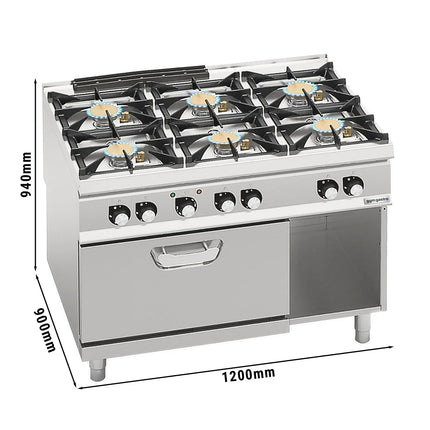 GGM Gastro Gas Oven Range - 64.68kW - 6 burners - with Electric Oven Convection Oven - 4.68kW