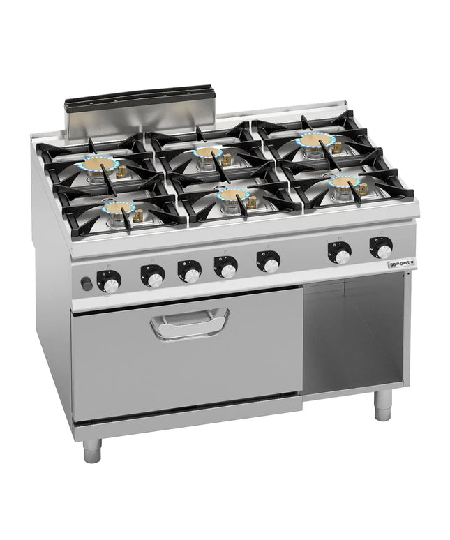 GGM Gastro Gas Oven Range - 67.8kW - 6 burners - with Gas Oven Static Oven - 7.8kW - High-Output Model