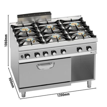 GGM Gastro Gas Oven Range - 67.8kW - 6 burners - with Gas Oven Static Oven - 7.8kW - High-Output Model
