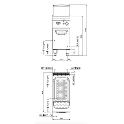 GGM Gastro Gas Pasta Cooker - Single Tank - Freestanding - 40L - 12kW - with Drain Tap