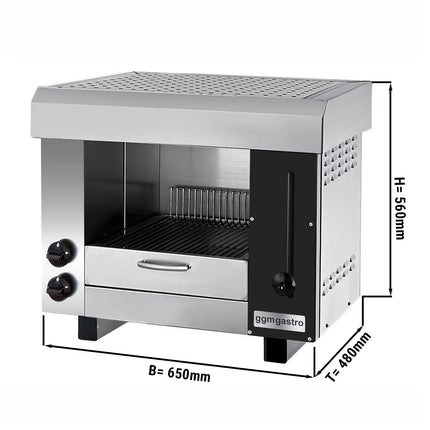 GGM Gastro Gas Rise & Fall Salamander Grill PRO - Infrared - 6.5kW - 2 Gas Burners - Natural Gas