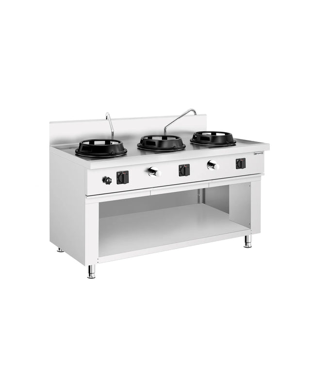 GGM Gastro Gas wok cooker - 45kW - 3 burner - incl. 2 taps