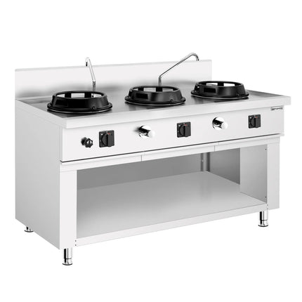 GGM Gastro Gas wok cooker - 45kW - 3 burner - incl. 2 taps