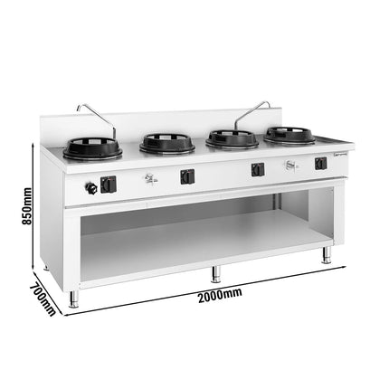 GGM Gastro Gas wok cooker - 60kW - 4 burner - incl. 2 taps
