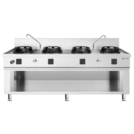 GGM Gastro Gas wok cooker - 60kW - 4 burner - incl. 2 taps