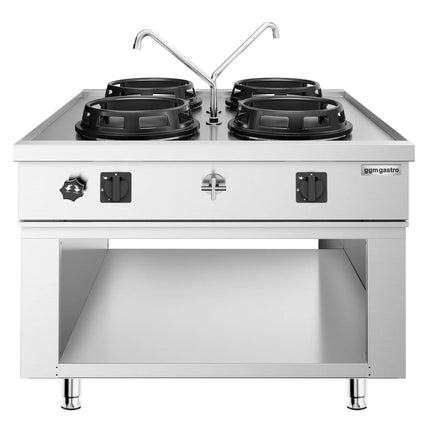 GGM Gastro Gas wok cooker - 60kW - 4 burner - incl. 2 taps
