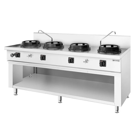 GGM Gastro Gas wok cooker - 60kW - 4 burner - incl. 2 taps
