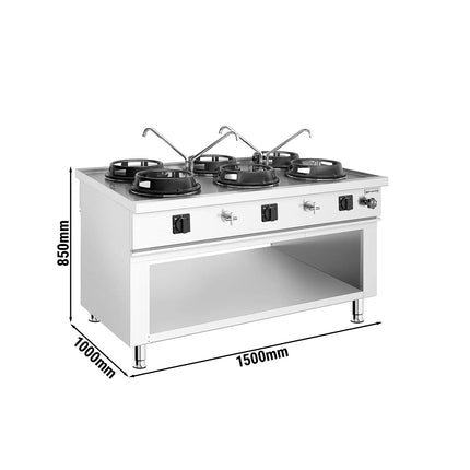 GGM Gastro Gas wok cooker - 90kW - 6 burner - incl. 4 taps