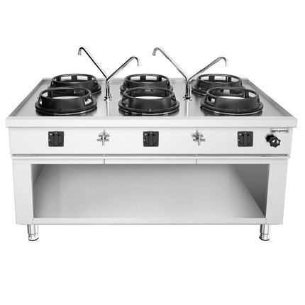 GGM Gastro Gas wok cooker - 90kW - 6 burner - incl. 4 taps