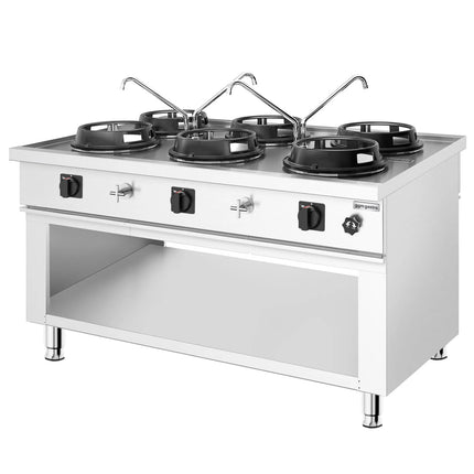 GGM Gastro Gas wok cooker - 90kW - 6 burner - incl. 4 taps