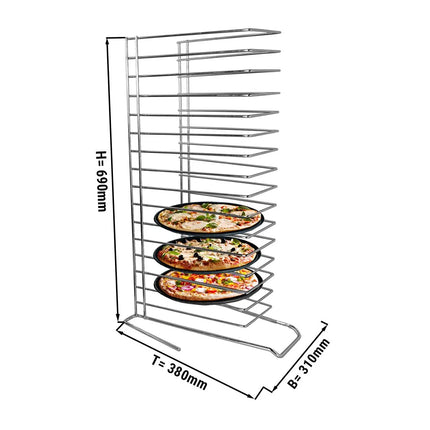 GGM Gastro Giá Đựng Khay Pizza - 318x650x351mm - Thép Không Gỉ - 15 Khay