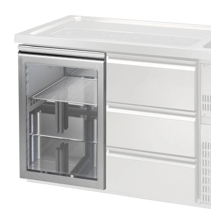 GGM Gastro Glass door for Refrigerated Beer Counter - Stainless steel - 550x700mm - Thickness: 50mm - for BRA & BLA series - Reversible hinge, double glazing, large viewing window, easy installation