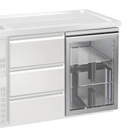 GGM Gastro Glass door for Refrigerated Beer Counter - Stainless steel - 550x700mm - Thickness: 50mm - for BRA & BLA series - Reversible hinge, double glazing, large viewing window, easy installation