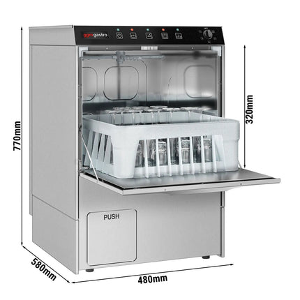 GGM Gastro Glasswasher - Manual - 5kW - with Drain Pump, Detergent & Rinse Aid Pumps