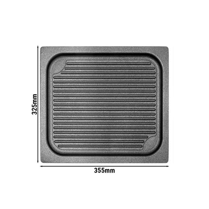 GGM Gastro Grill Plate for Commercial Combi Oven - 355x325x20mm - GN 2/3 - Cast Aluminium, non-stick - with Ribbed surface