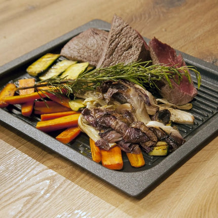 GGM Gastro Grill Plate for Commercial Combi Oven - 355x325x20mm - GN 2/3 - Cast Aluminium, non-stick - with Ribbed surface