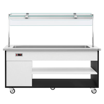 GGM Gastro Heated Bain Marie Buffet Counter DANZIG - 1900mm - for 5x GN 1/1 - Mobile - with Gantry - with Sneeze Screen