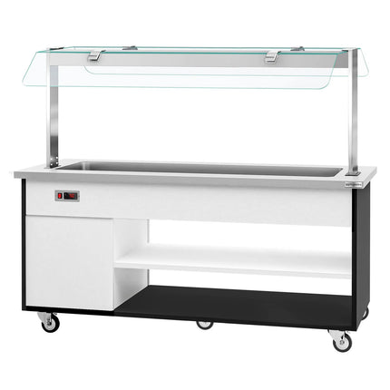 GGM Gastro Heated Bain Marie Buffet Counter DANZIG - 1900mm - for 5x GN 1/1 - Mobile - with Gantry - with Sneeze Screen