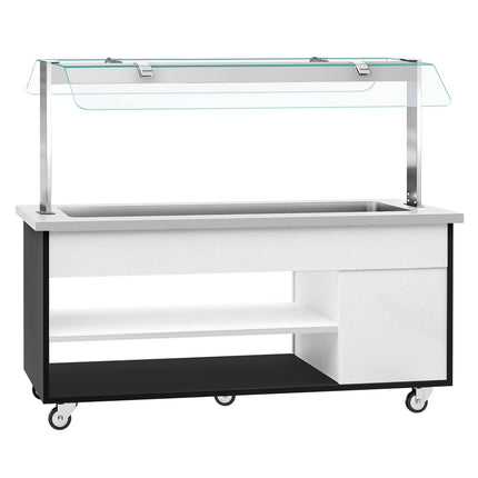 GGM Gastro Heated Bain Marie Buffet Counter DANZIG - 1900mm - for 5x GN 1/1 - Mobile - with Gantry - with Sneeze Screen