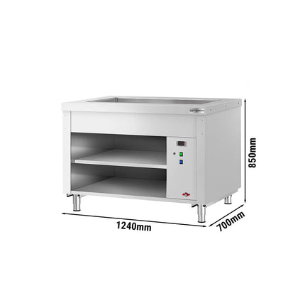 GGM Gastro Heated Bain Marie Counter COPENHAGEN - 1240mm - with Bain Marie Well - for 3x GN 1/1