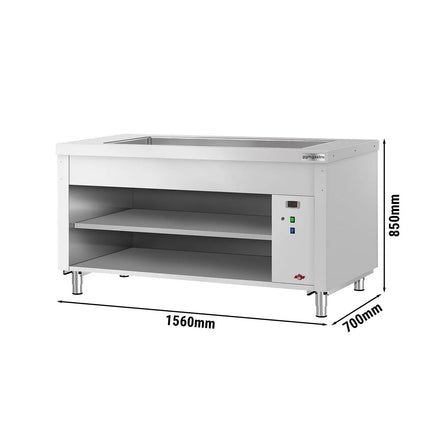 GGM Gastro Heated Bain Marie Counter COPENHAGEN - 1560mm - with Bain Marie Well - for 4x GN 1/1