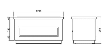 GGM Gastro Heated Bain Marie Counter PRAGUE - 1700mm - with Bain Marie Well + Flat Glass Sneeze Guard - on Castors - for 4x GN 1/1