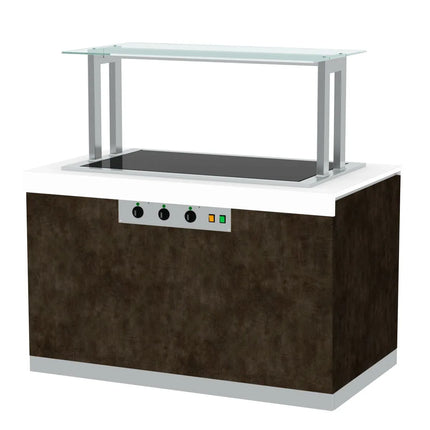 GGM Gastro Heated Servery Counter PRAGUE - 1400mm - with Hot Plate - on Castors