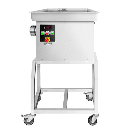GGM Gastro Heavy Duty Electric Meat Mincer - Size 32 - 600kg/h - 3 kW - 236rpm - Mincing Plate 3.5mm - with Castors - with Cooling System
