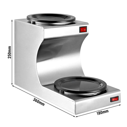 GGM Gastro Hot Plate Stainless Steel - 180mm - 160 W - for 2 Coffee or Tea Pots each Ø174mm