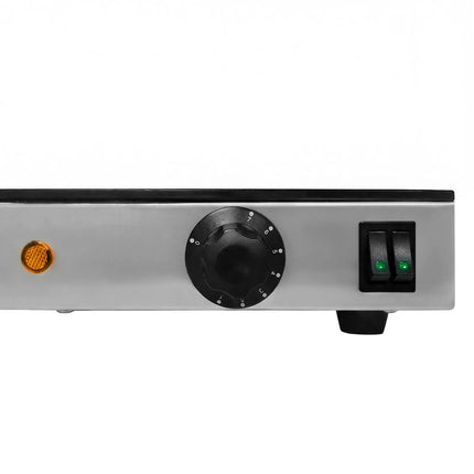 GGM Gastro Hot Plate Stainless Steel with Ceramic Glass Surface - 730mm - 1.07 kW - with 2 Infrared Heat Lamps - with Toughened Glass Sneeze Screen