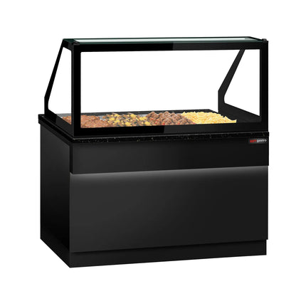 GGM Gastro Hot Servery Counter TORONTO - 1500mm - black front - Bain Marie Top for 4x GN 1/1 - Black Granite Worktop