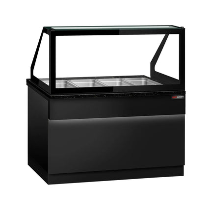 GGM Gastro Hot Servery Counter TORONTO - 1500mm - black front - Bain Marie Top for 4x GN 1/1 - Black Granite Worktop