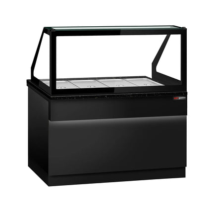 GGM Gastro Hot Servery Counter TORONTO - 1500mm - black front - Bain Marie Top for 4x GN 1/1 - Black Granite Worktop