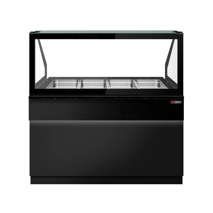 GGM Gastro Hot Servery Counter TORONTO - 1500mm - black front - Bain Marie Top for 4x GN 1/1 - Black Granite Worktop