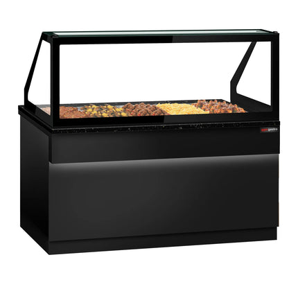 GGM Gastro Hot Servery Counter TORONTO - 1800mm - black front - Bain Marie Top for 5x GN 1/1 - Black Granite Worktop