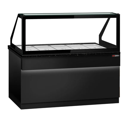GGM Gastro Hot Servery Counter TORONTO - 1800mm - black front - Bain Marie Top for 5x GN 1/1 - Black Granite Worktop