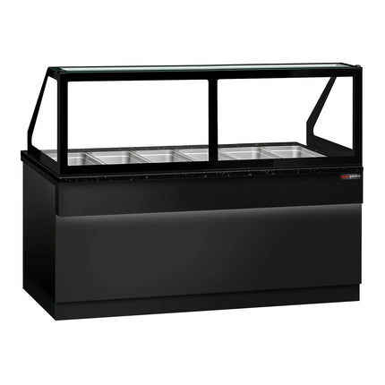 GGM Gastro Hot Servery Counter TORONTO - 2100mm - black front - Bain Marie Top for 6x GN 1/1 - Black Granite Worktop
