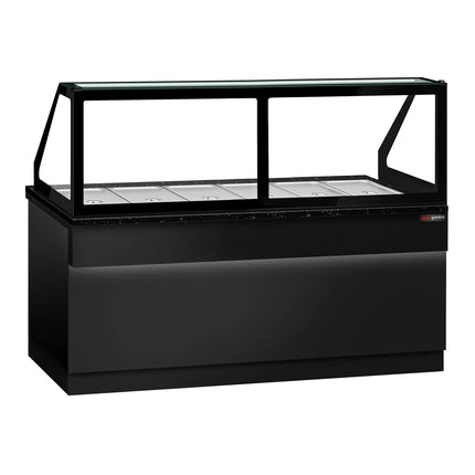 GGM Gastro Hot Servery Counter TORONTO - 2100mm - black front - Bain Marie Top for 6x GN 1/1 - Black Granite Worktop