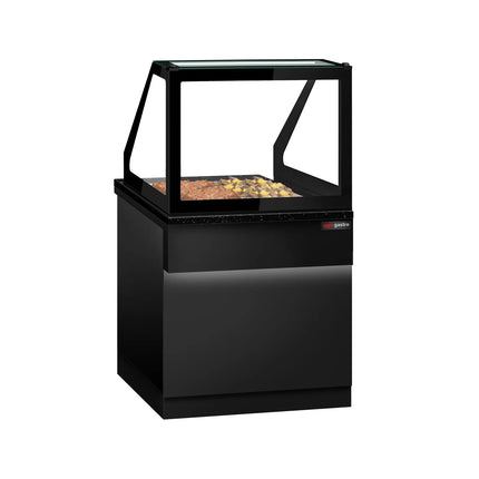 GGM Gastro Hot Servery Counter TORONTO - 800mm - black front - Bain Marie Top for 2x GN 1/1 - Black Granite Worktop