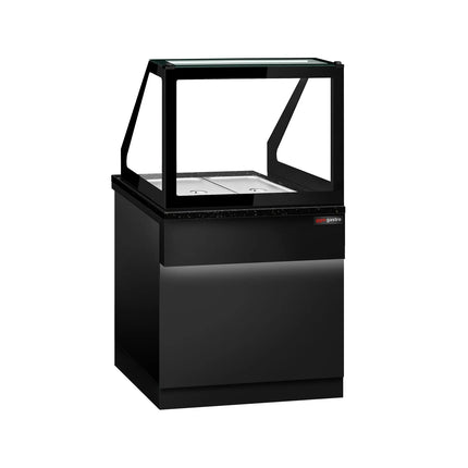 GGM Gastro Hot Servery Counter TORONTO - 800mm - black front - Bain Marie Top for 2x GN 1/1 - Black Granite Worktop
