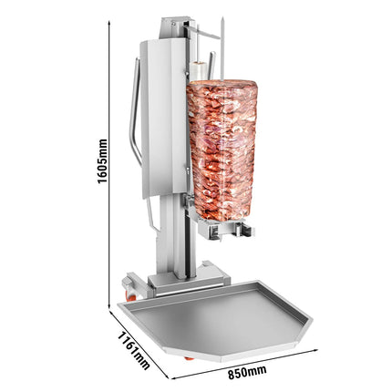 GGM Gastro Hydraulic Doner Kebab Lift – 350 kg, 1240 mm Lift, Ø580 mm Meat, Removable Drip Tray, Wrap & Cut