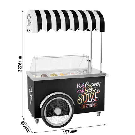GGM Gastro Ice Cream Cart - 1570mm - with sink - for 7 x 5 litres Napoli pans