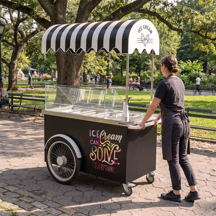GGM Gastro Ice Cream Cart - 1570mm - with sink - for 7 x 5 litres Napoli pans