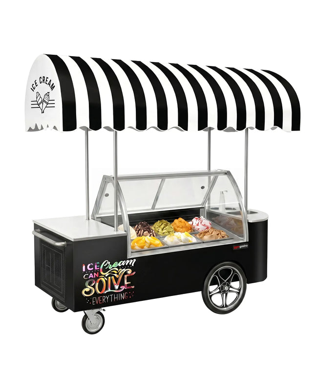 GGM Gastro Ice Cream Cart - 2146mm - with sink - for 9 x 5 litres Napoli pans