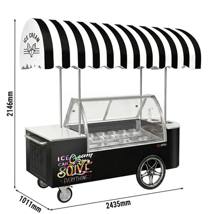 GGM Gastro Ice Cream Cart - 2146mm - with sink - for 9 x 5 litres Napoli pans