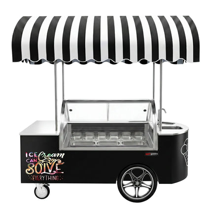 GGM Gastro Ice Cream Cart - 2146mm - with sink - for 9 x 5 litres Napoli pans