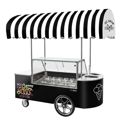 GGM Gastro Ice Cream Cart - 2146mm - with sink - for 9 x 5 litres Napoli pans - rear sliding doors