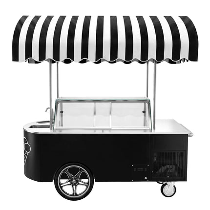 GGM Gastro Ice Cream Cart - 2146mm - with sink - for 9 x 5 litres Napoli pans - rear sliding doors