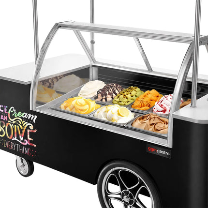 GGM Gastro Ice Cream Cart - 2146mm - with sink - for 9 x 5 litres Napoli pans