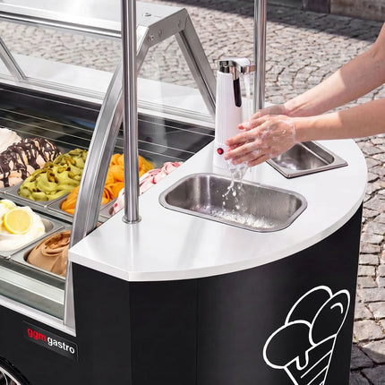 GGM Gastro Ice Cream Cart - 2146mm - with sink - for 9 x 5 litres Napoli pans